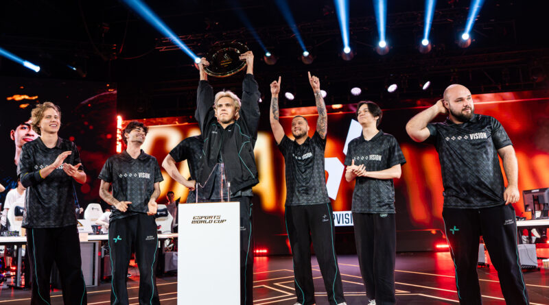 PARIVISION lifting the EWC 2026 Dota 2 trophy